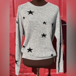 PHILOSOPHY sM 💯cashmere crewneck-stars in blk/gray-super soft & warm
